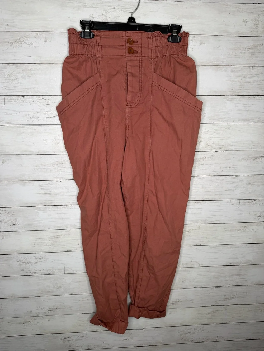 Free People Women’s Ready to Run Cinch-Waist Pants Pink Mauve Blush Small